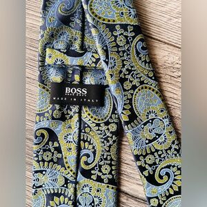 HUGO BOSS Made Italy Dress Tie Men's Silk Blue with Multicolor Designs